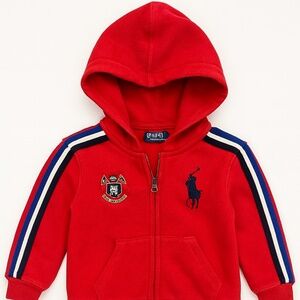 🔥 Polo Ralph Lauren Kids Red Zip-Up Hoodie – Classic & Cozy! 🔥